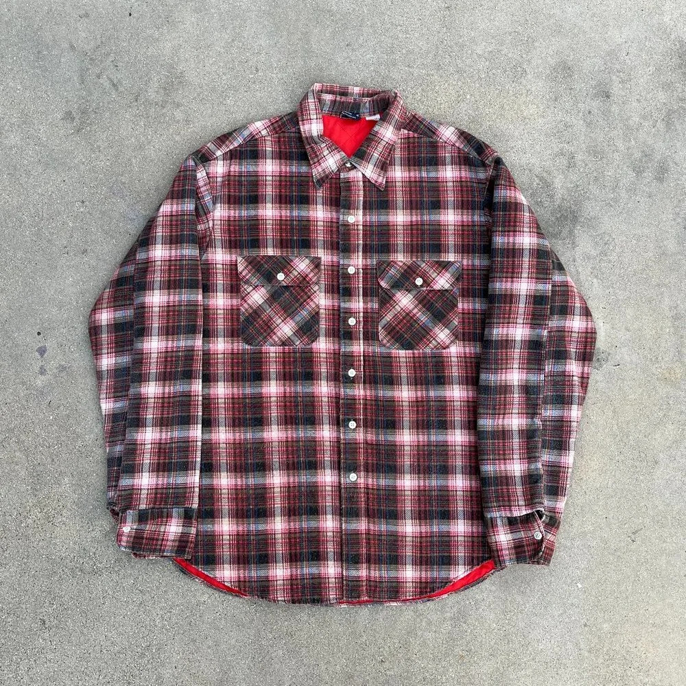 Vintage 80s JCPenney Men's Red & Black Plaid Shacket Jacket Size XXL